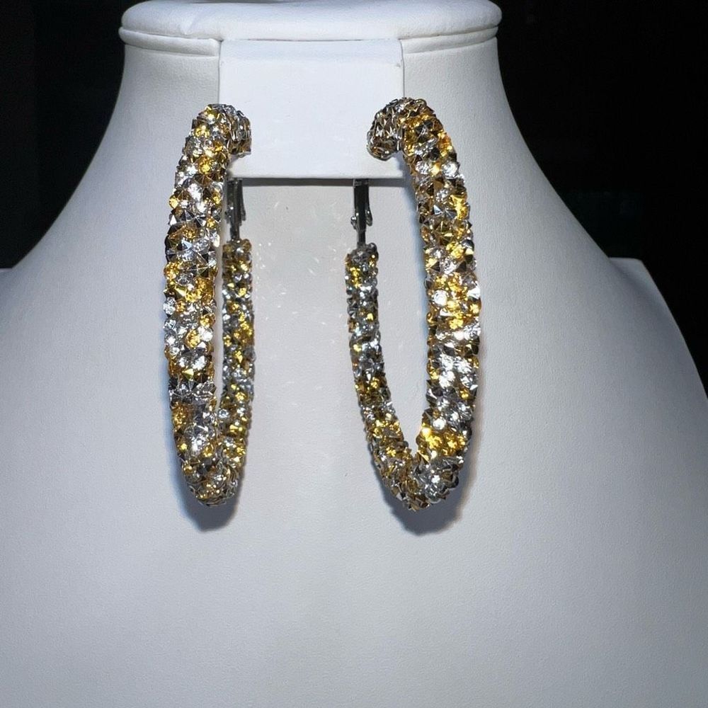 Silver and Gold Chunky Sparkle Hoop Earrings